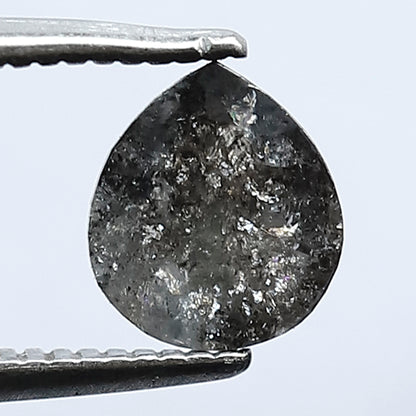 0.77 carat pear shape dark grey color icy rustic natural diamond loose ,Salt and pepper diamond