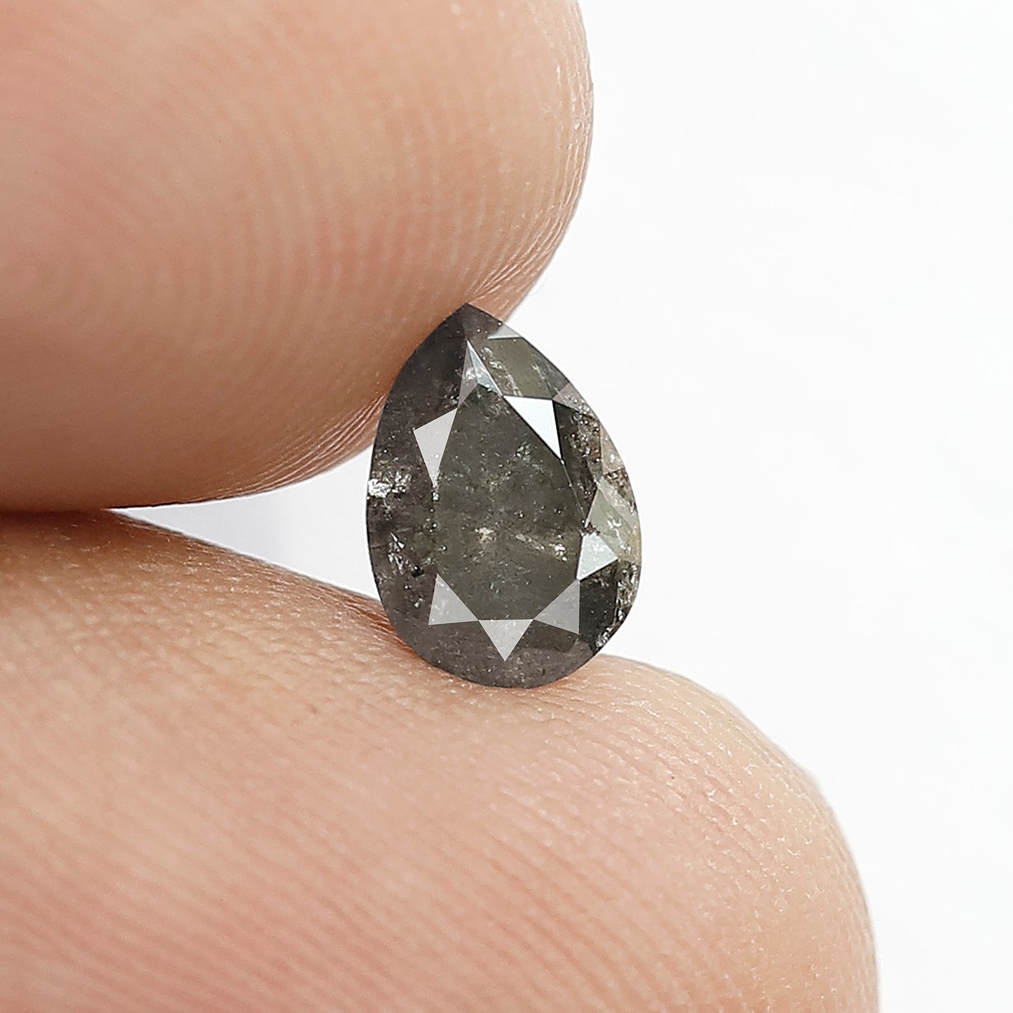 0.69 CT Pear Shape Salt and Pepper Natural Diamond,  7.00 x 5.00 mm Gray Black Loose Ethical Diamond For Engagement Ring