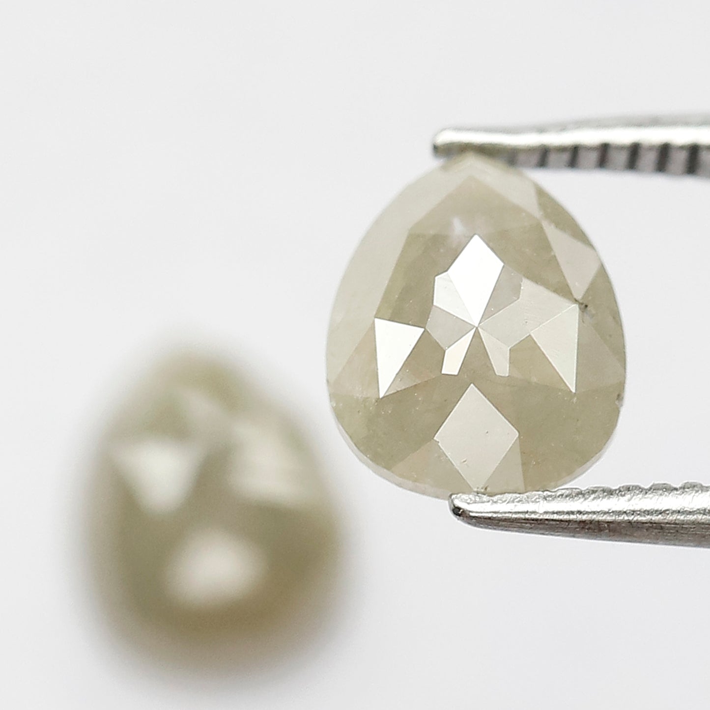 1.98 CT Twin Pair Of Fancy Grayish Green Pear Shape 7.80 mm Full Polished Natural Salt and Pepper Diamond Ideal For Making Handmade Jewelry