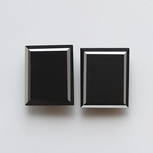 Geometric cut 3.26 Ct Black Diamond Pair, Natural Treated Loose Diamonds for Wedding Jewelry