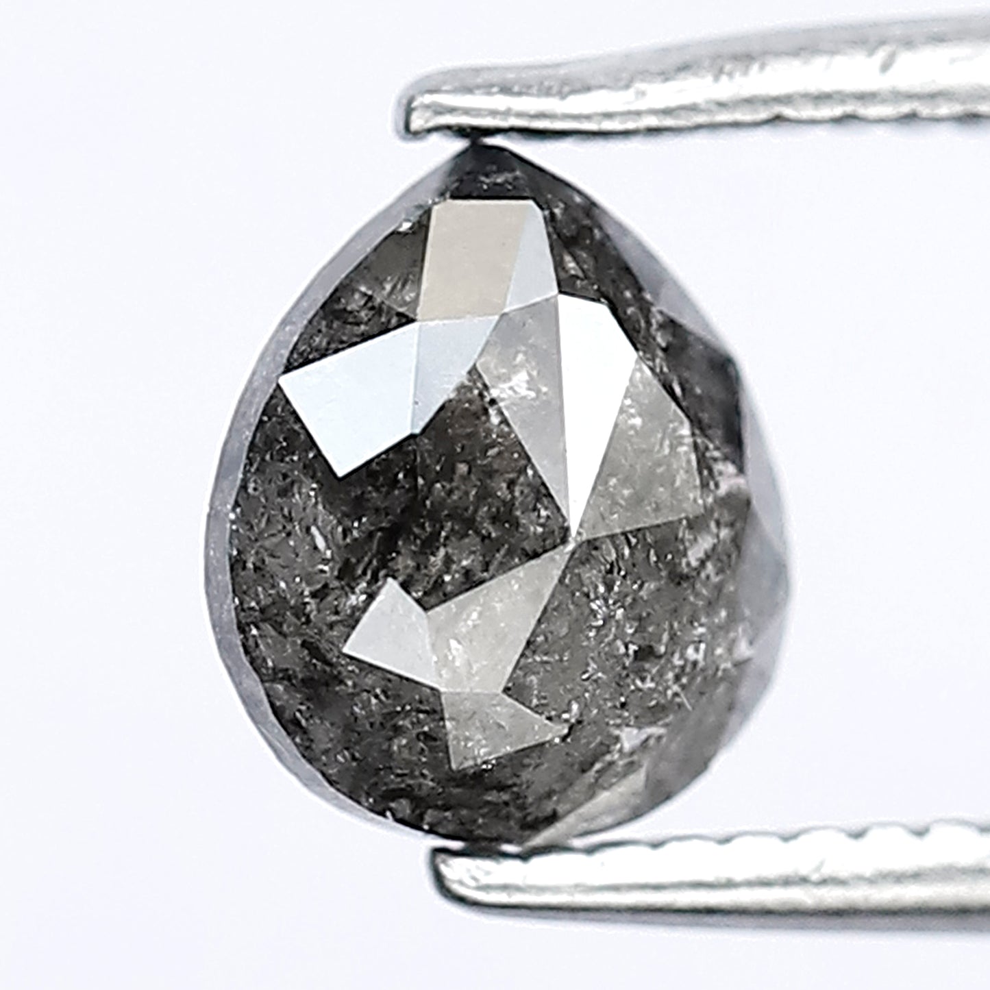 0.77 carat pear shape dark grey color icy rustic natural diamond loose ,Salt and pepper diamond