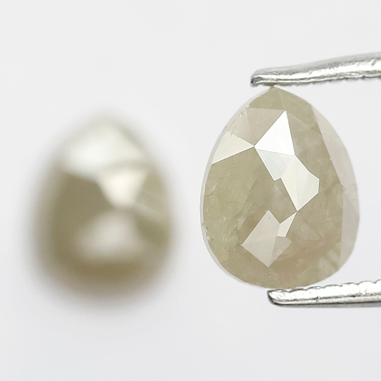 1.98 CT Twin Pair Of Fancy Grayish Green Pear Shape 7.80 mm Full Polished Natural Salt and Pepper Diamond Ideal For Making Handmade Jewelry