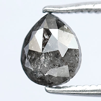 0.77 carat pear shape dark grey color icy rustic natural diamond loose ,Salt and pepper diamond