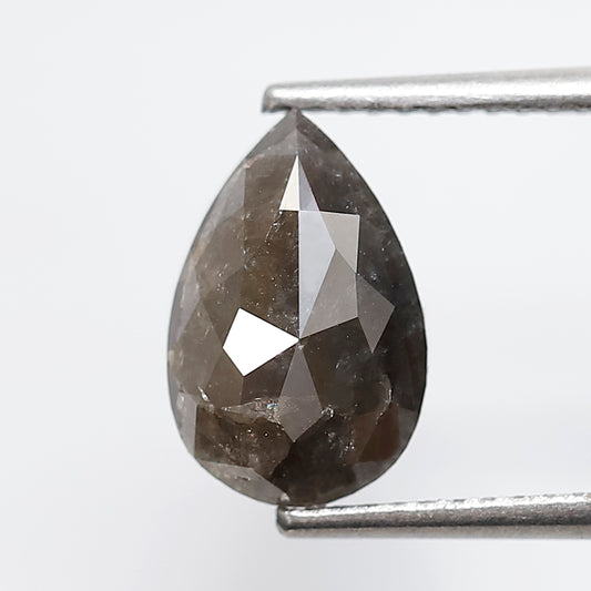 2.78 Ct Pear Shape Salt and pepper Diamond 10.70 MM Elongated grey black Color Natural Loose Diamond
