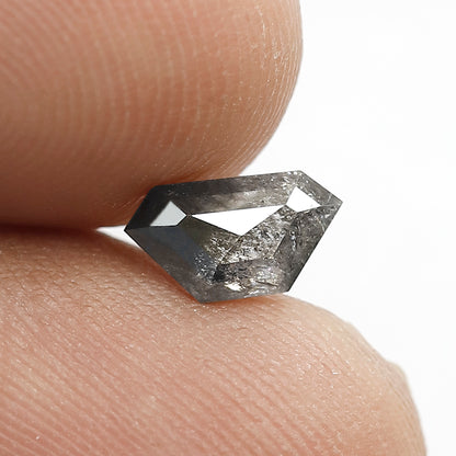 0.73 CT Geometric cut Conflict Free Diamond, Natural Gray Black Salt and Pepper Loose Diamond