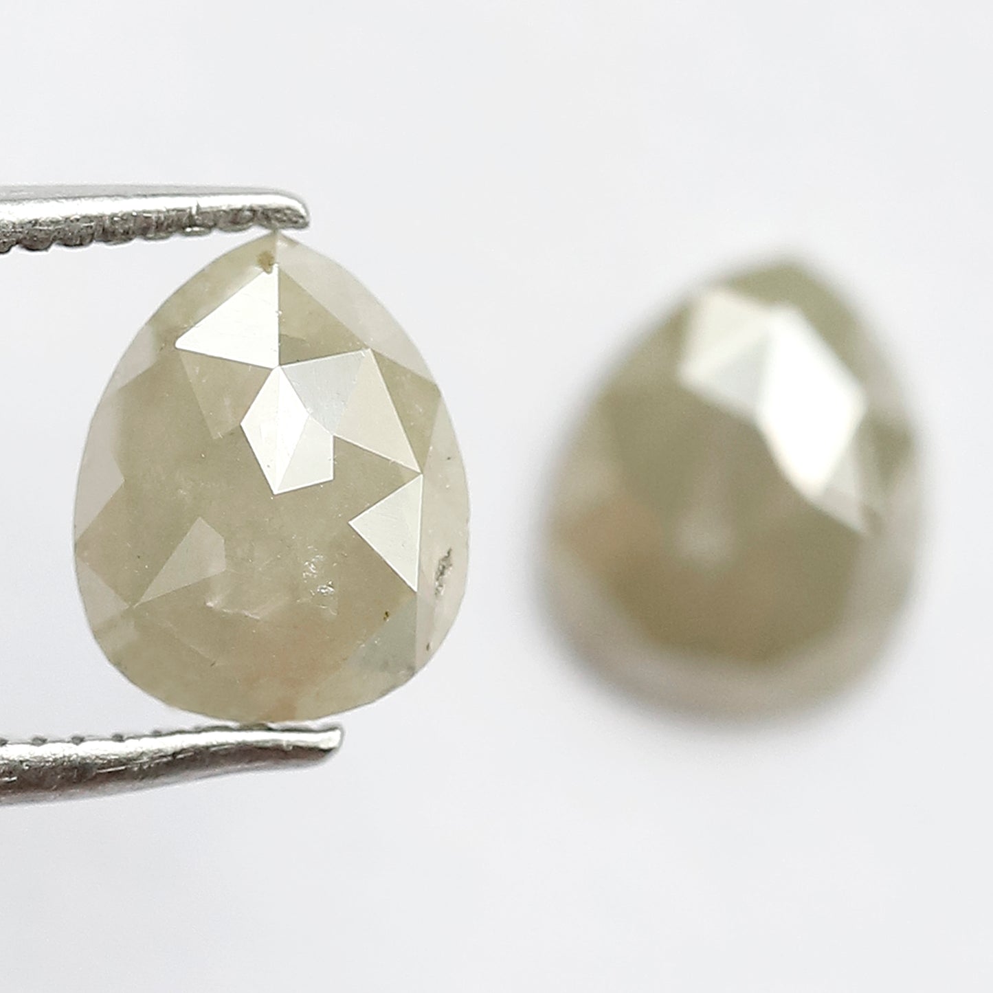 1.98 CT Twin Pair Of Fancy Grayish Green Pear Shape 7.80 mm Full Polished Natural Salt and Pepper Diamond Ideal For Making Handmade Jewelry