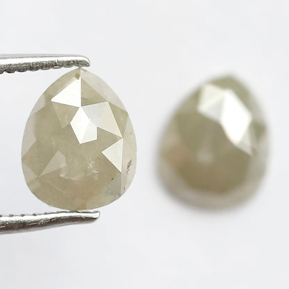 1.98 CT Twin Pair Of Fancy Grayish Green Pear Shape 7.80 mm Full Polished Natural Salt and Pepper Diamond Ideal For Making Handmade Jewelry