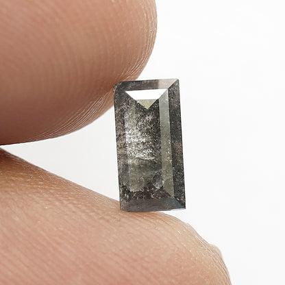 8.00 x 4.00 mm Baguette Shape Salt and Pepper Diamond, 0.63 CT Natural Loose Diamond, Earth Mined Conflict Free Stone for Ring
