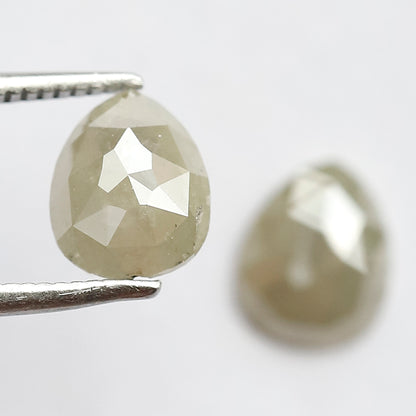 1.98 CT Twin Pair Of Fancy Grayish Green Pear Shape 7.80 mm Full Polished Natural Salt and Pepper Diamond Ideal For Making Handmade Jewelry