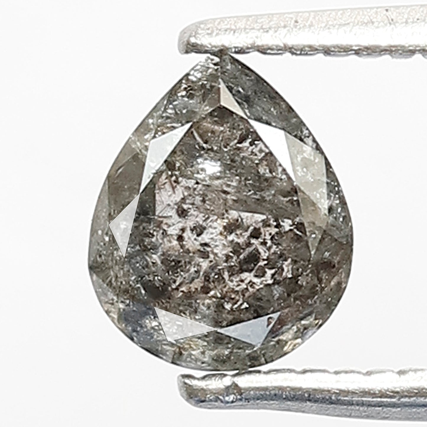 0.75 CT Pear Shape Salt and Pepper Diamond, 6.20 x 5.00 mm Gray Black Loose Earth Mined Diamond For Engagement Ring