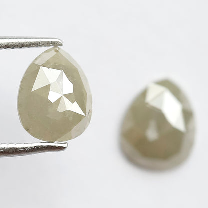 1.98 CT Twin Pair Of Fancy Grayish Green Pear Shape 7.80 mm Full Polished Natural Salt and Pepper Diamond Ideal For Making Handmade Jewelry