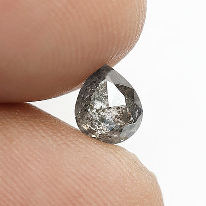 0.75 CT Pear Shape Salt and Pepper Diamond, 6.20 x 5.00 mm Gray Black Loose Earth Mined Diamond For Engagement Ring
