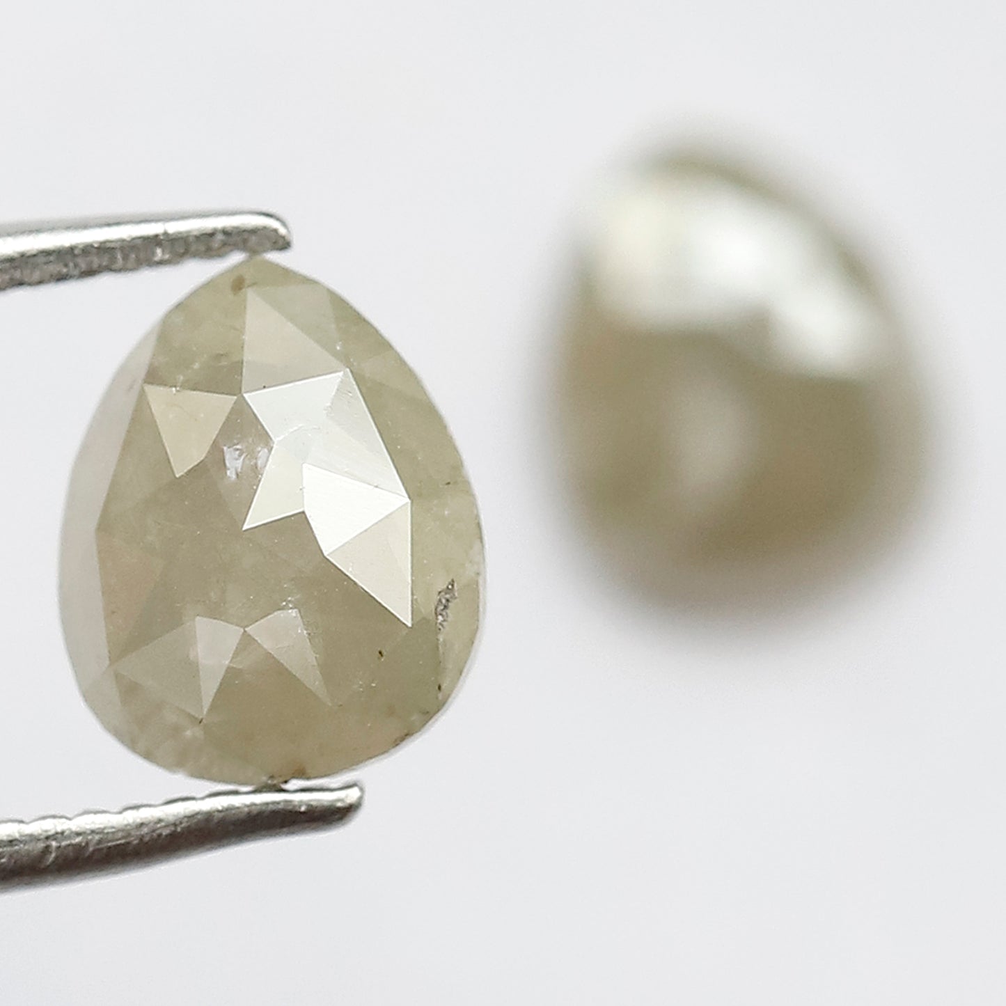 1.98 CT Twin Pair Of Fancy Grayish Green Pear Shape 7.80 mm Full Polished Natural Salt and Pepper Diamond Ideal For Making Handmade Jewelry