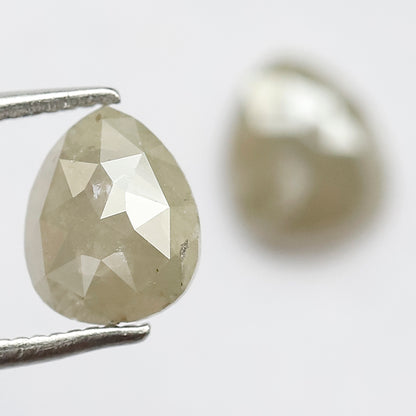 1.98 CT Twin Pair Of Fancy Grayish Green Pear Shape 7.80 mm Full Polished Natural Salt and Pepper Diamond Ideal For Making Handmade Jewelry
