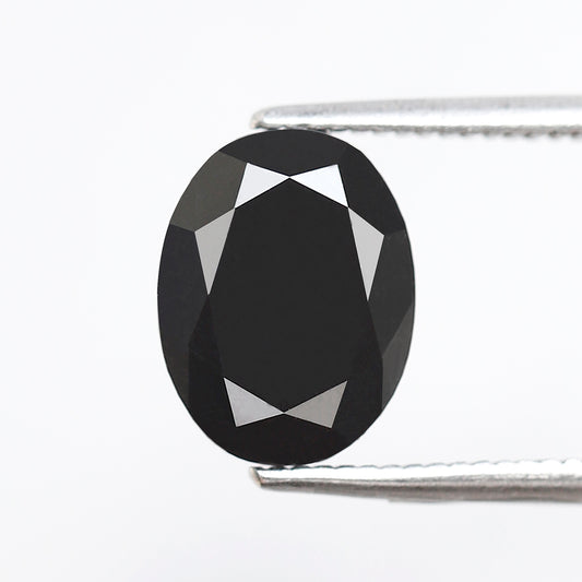Oval Cut 2.22 Ct Black Diamond, Natural Treated Loose Diamond, 9.40 x 7.60 mm Stone for Custom Ring