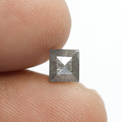 0.80 CT Geometric cut Earth Mined Loose Diamond, 5.00 mm Natural Misty Gray Salt and Pepper Diamond