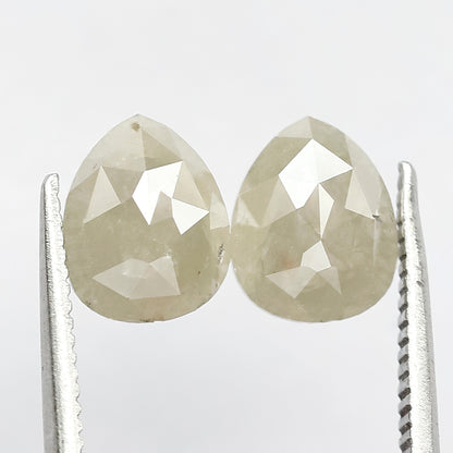 1.98 CT Twin Pair Of Fancy Grayish Green Pear Shape 7.80 mm Full Polished Natural Salt and Pepper Diamond Ideal For Making Handmade Jewelry