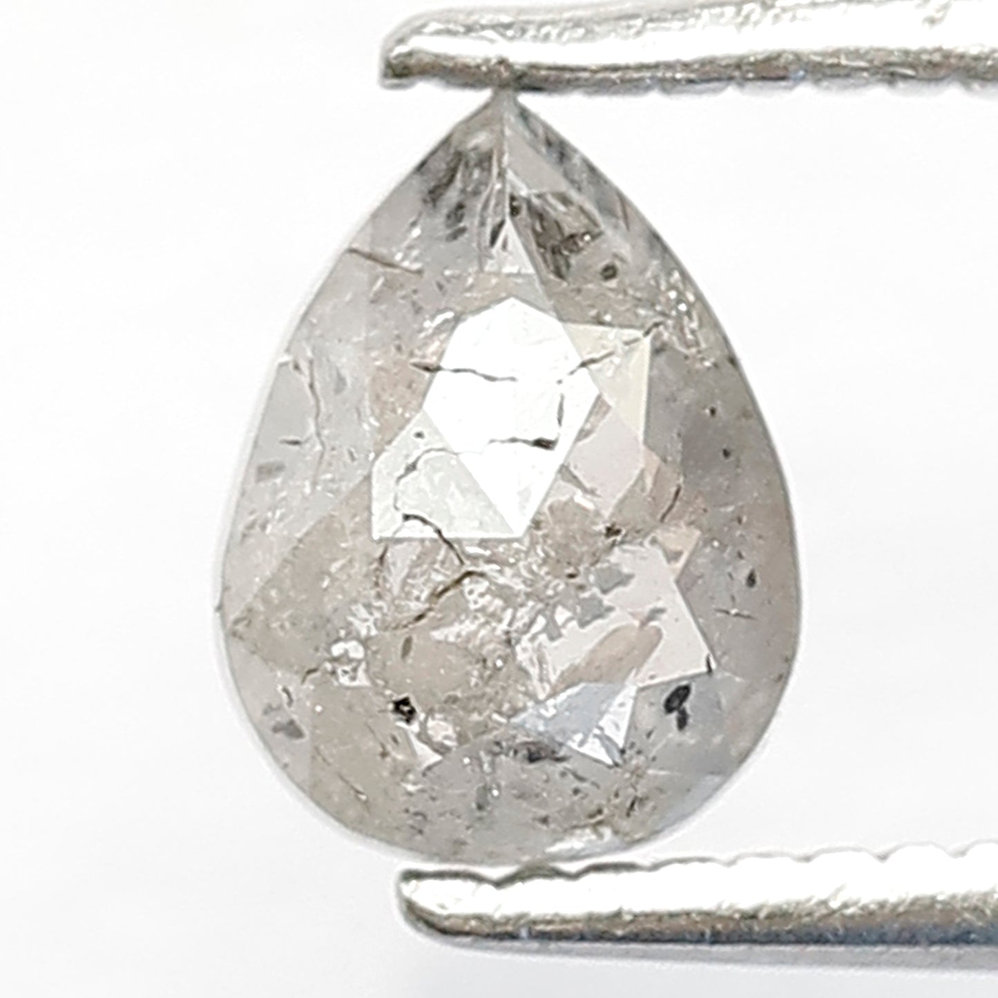 0.67 CT Pear Shape Salt and Pepper Diamond, Natural Gray Black Loose Diamond, Earth Mined Diamond for Anniversary Ring