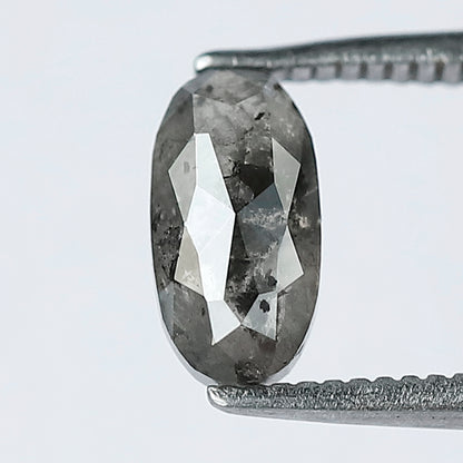 0.98 carat natural light grey color elongated loose natural diamond,  salt and pepper diamond