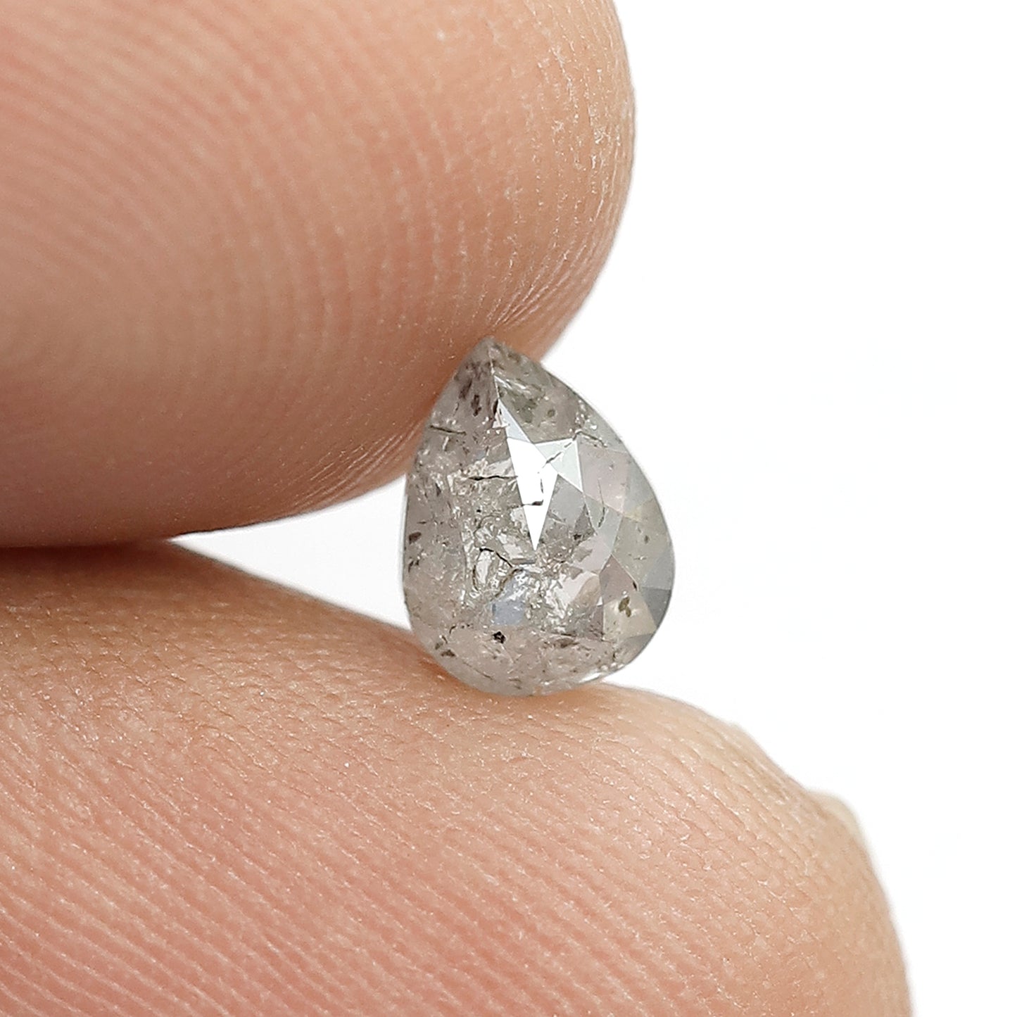 0.67 CT Pear Shape Salt and Pepper Diamond, Natural Gray Black Loose Diamond, Earth Mined Diamond for Anniversary Ring
