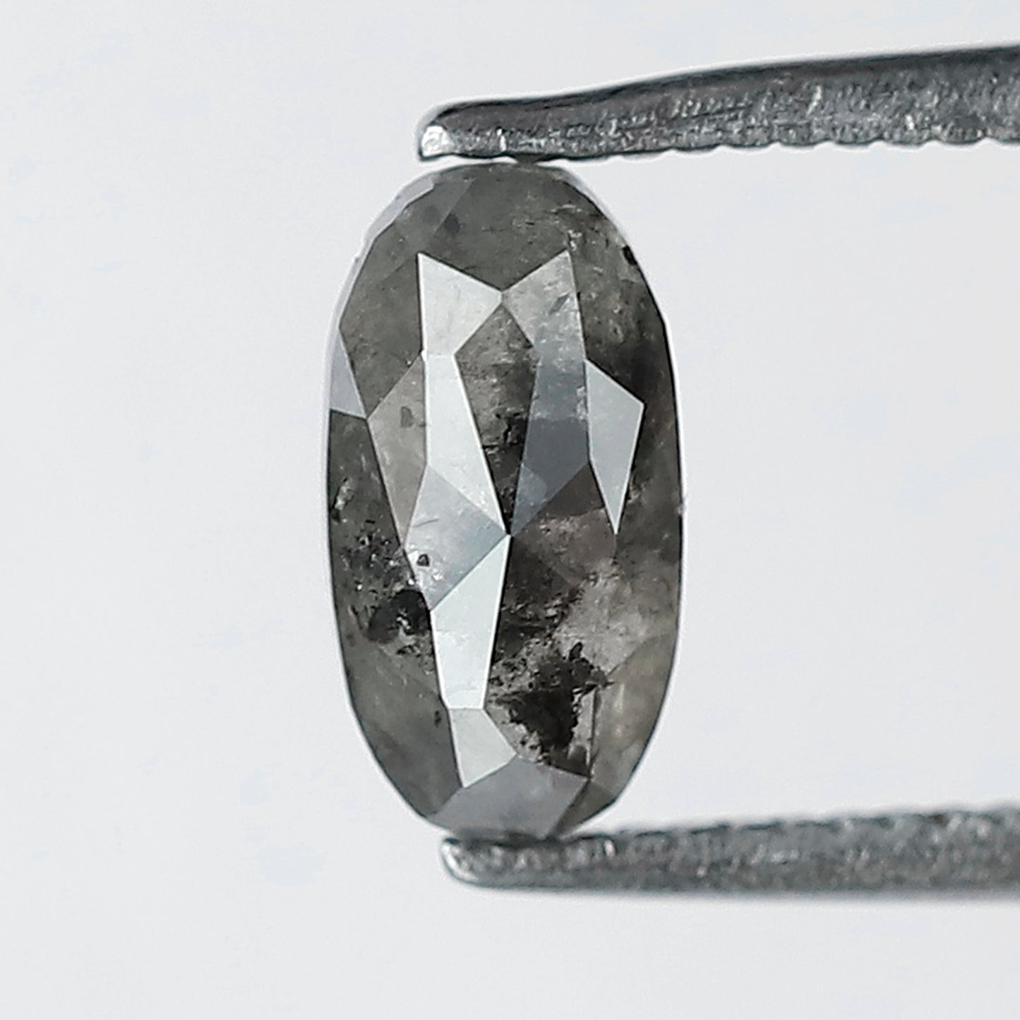 0.98 carat natural light grey color elongated loose natural diamond,  salt and pepper diamond