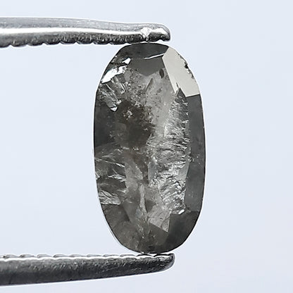 0.98 carat natural light grey color elongated loose natural diamond,  salt and pepper diamond