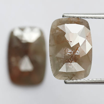 5.57 CT Pair of Fancy Greenish Red Long Geometric Shape Glaring Multi Faceted Loose Salt and Pepper Diamond Made For Antique Bride Jewelry