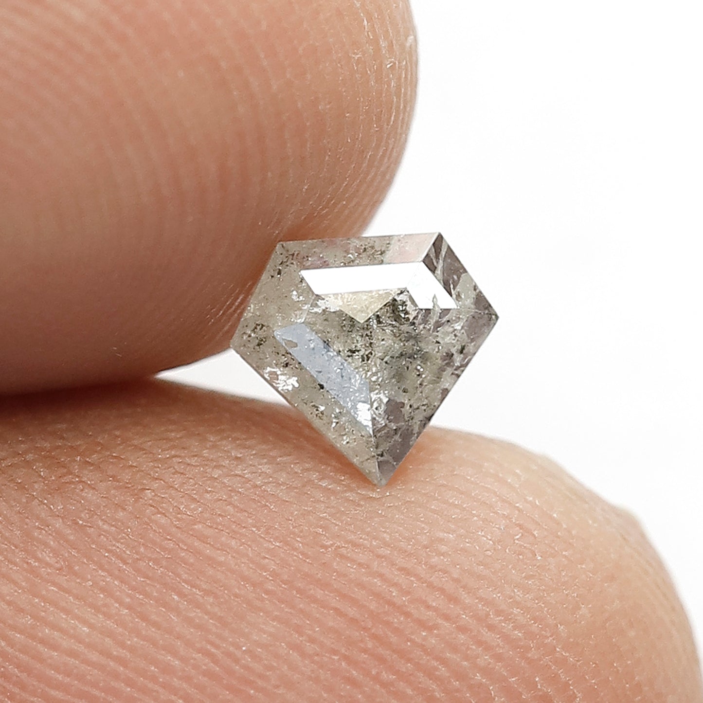 0.55 CT Geometric cut Gray Black Diamond, Natural Salt and Pepper Loose Diamond, Ethical Earth Mined Stone for Custom Jewelry