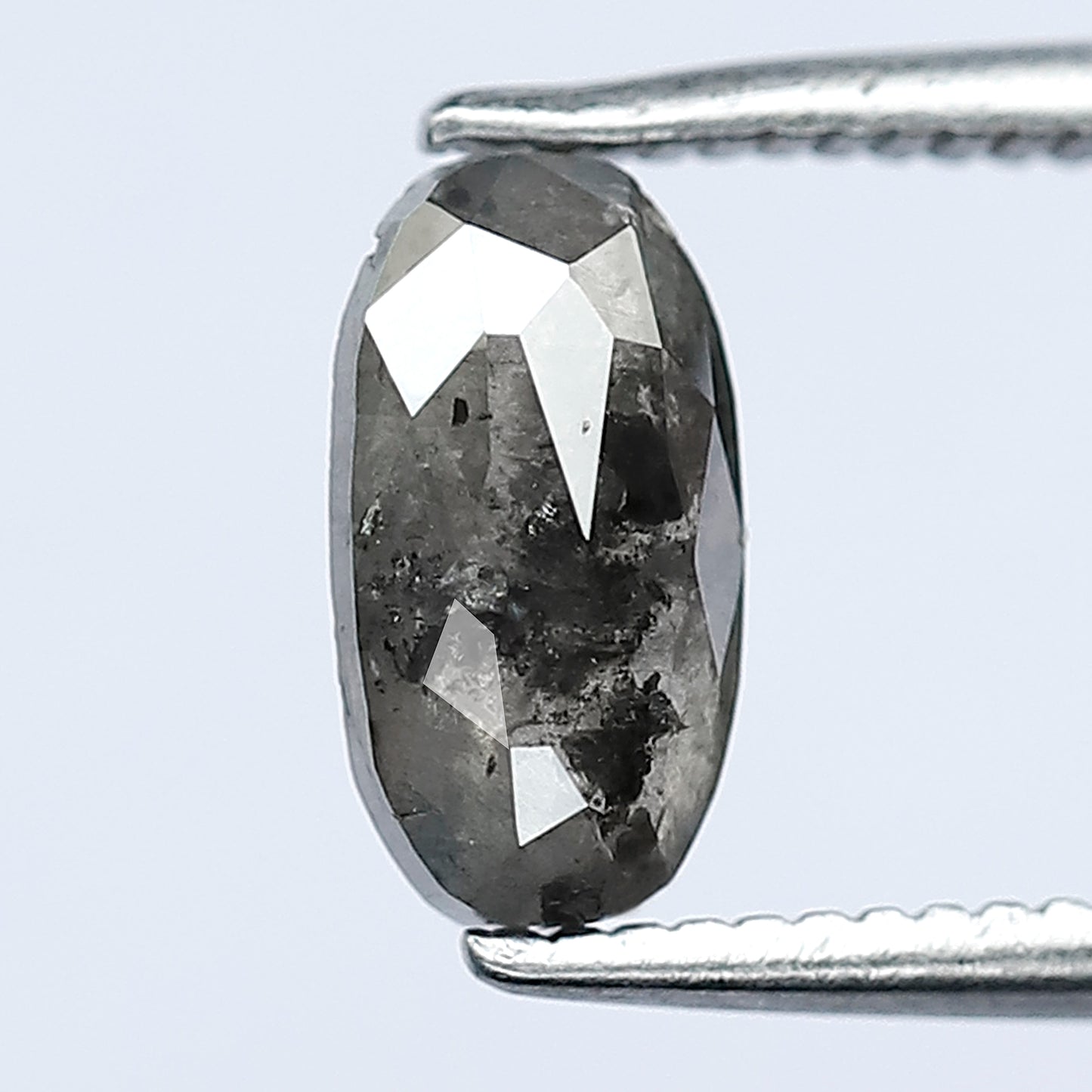 0.98 carat natural light grey color elongated loose natural diamond,  salt and pepper diamond