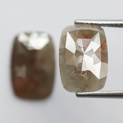 5.57 CT Pair of Fancy Greenish Red Long Geometric Shape Glaring Multi Faceted Loose Salt and Pepper Diamond Made For Antique Bride Jewelry