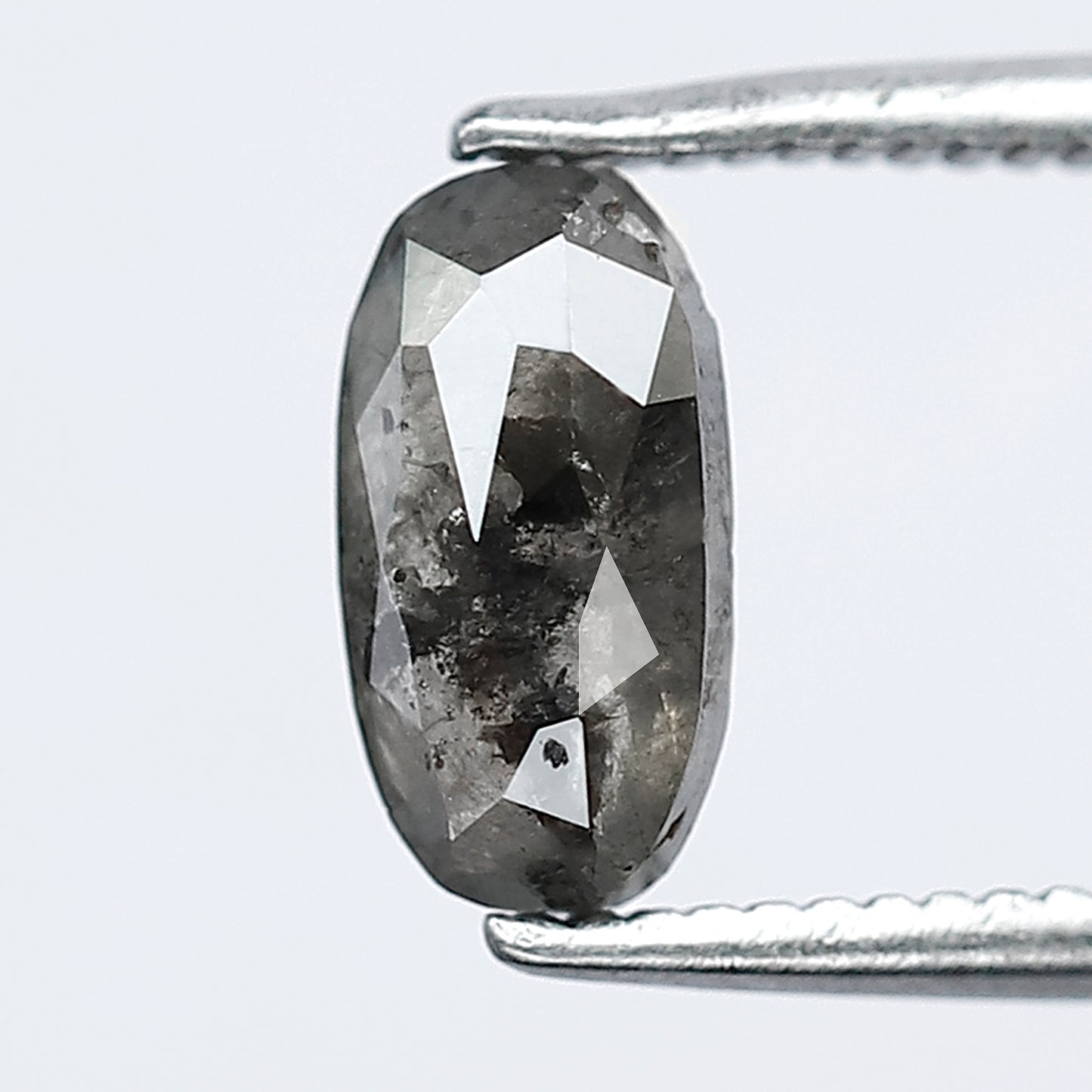 0.98 carat natural light grey color elongated loose natural diamond,  salt and pepper diamond