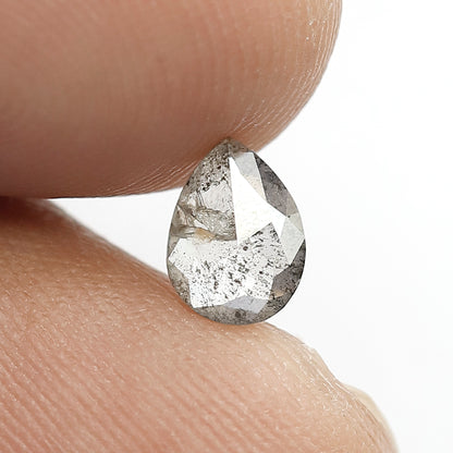 0.39 CT Pear Shape Salt and Pepper Diamond, 6.50 mm Natural Gray Black Ethical Loose Diamond