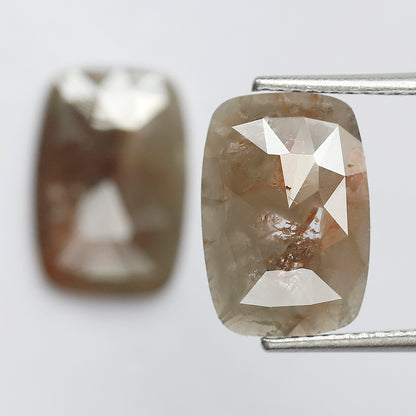 5.57 CT Pair of Fancy Greenish Red Long Geometric Shape Glaring Multi Faceted Loose Salt and Pepper Diamond Made For Antique Bride Jewelry