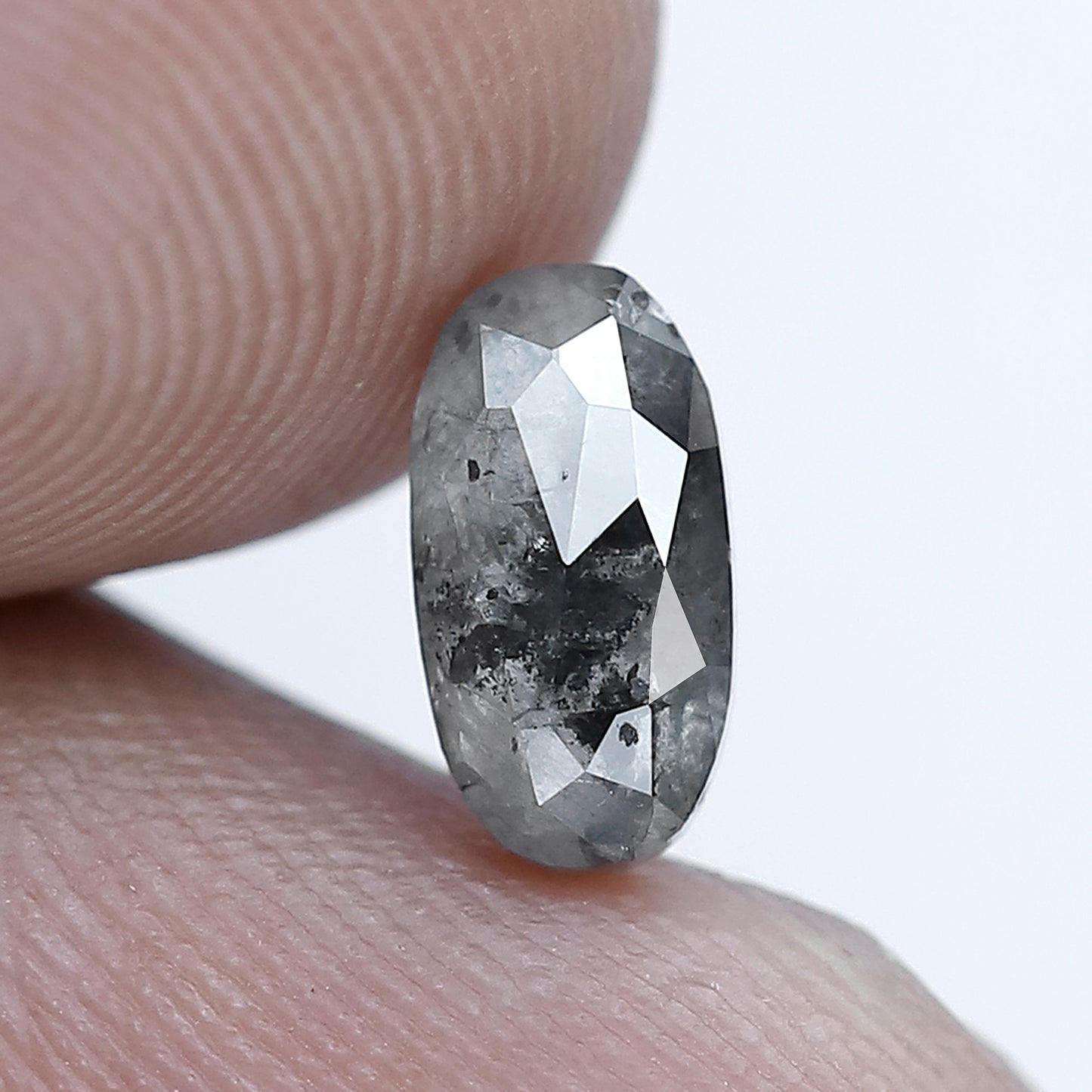 0.98 carat natural light grey color elongated loose natural diamond,  salt and pepper diamond