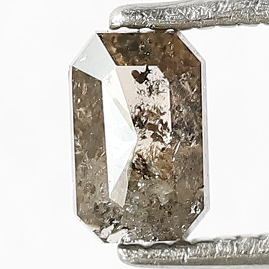 0.64 CT Emerald Cut Salt and Pepper Conflict Free Diamond, Natural Brownish Color 5.90 mm Loose Diamond For Women Rings