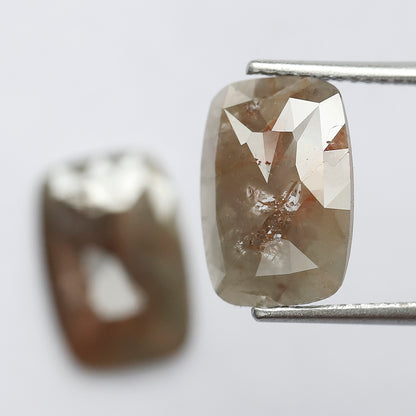 5.57 CT Pair of Fancy Greenish Red Long Geometric Shape Glaring Multi Faceted Loose Salt and Pepper Diamond Made For Antique Bride Jewelry