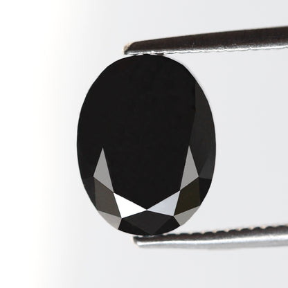 Oval Cut 2.22 Ct Black Diamond, Natural Treated Loose Diamond, 9.40 x 7.60 mm Stone for Custom Ring