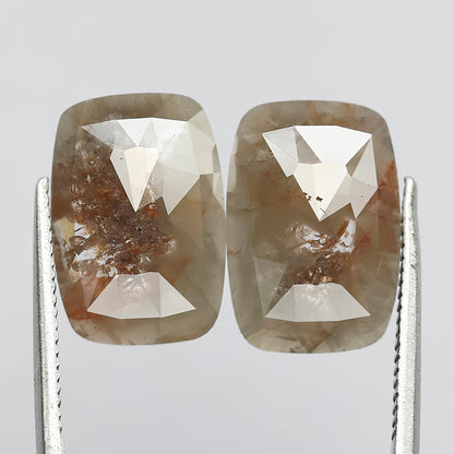 5.57 CT Pair of Fancy Greenish Red Long Geometric Shape Glaring Multi Faceted Loose Salt and Pepper Diamond Made For Antique Bride Jewelry