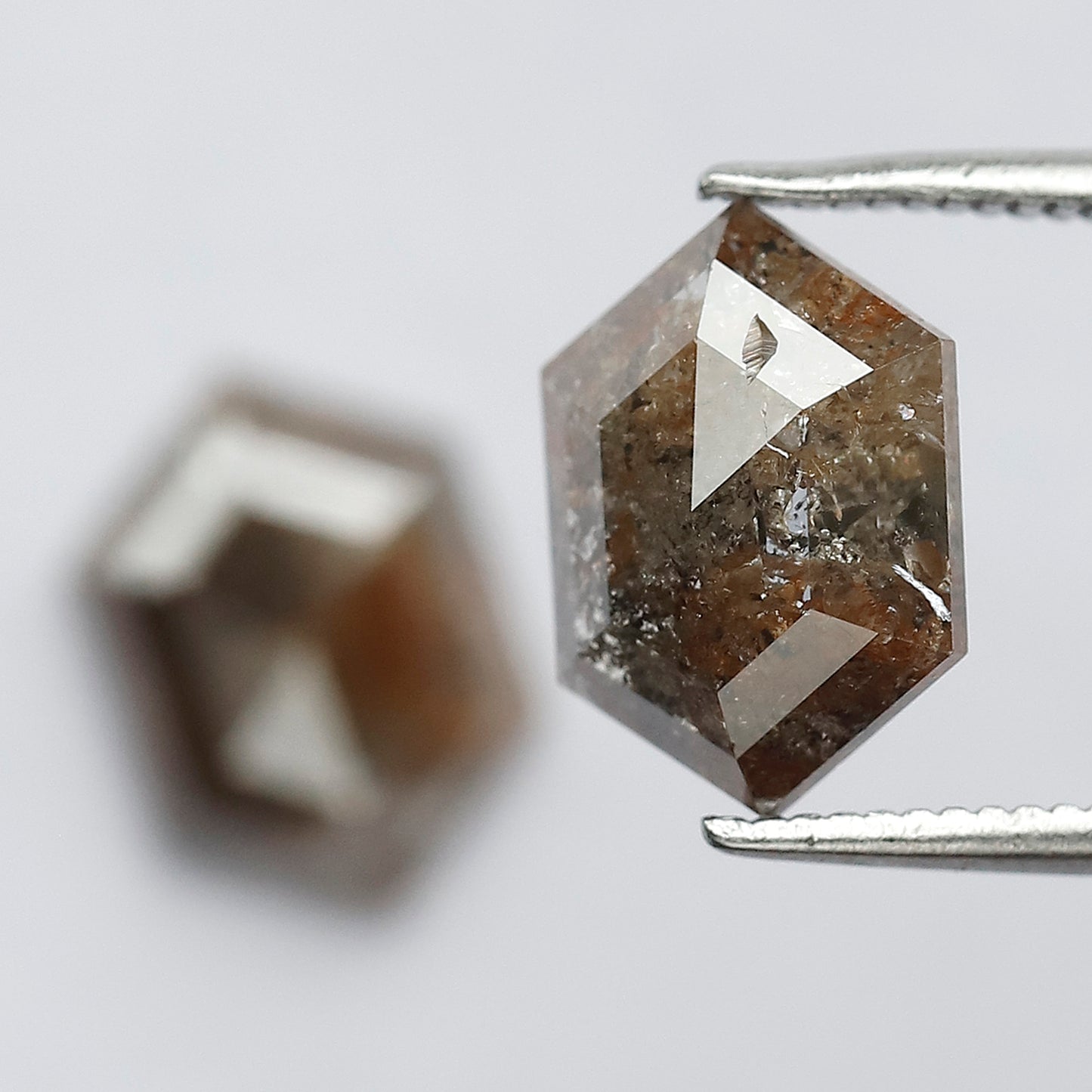 4.07 CT Domed Top Pair Of Perfect Hexagon Shape Natural Reddish Grey Step Cut Loose Earth Mined Conflict Free Diamond