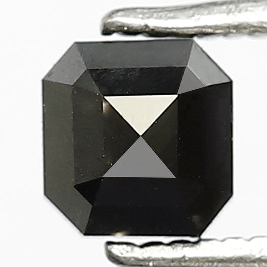 0.80 CT Asscher shape 4.70 MM Natural loose Black color salt and pepper diamond