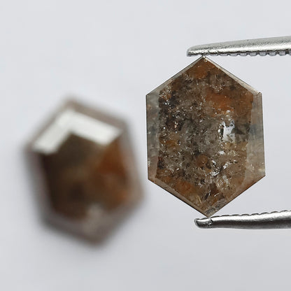 4.07 CT Domed Top Pair Of Perfect Hexagon Shape Natural Reddish Grey Step Cut Loose Earth Mined Conflict Free Diamond