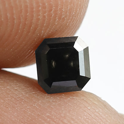 0.80 CT Asscher shape 4.70 MM Natural loose Black color salt and pepper diamond
