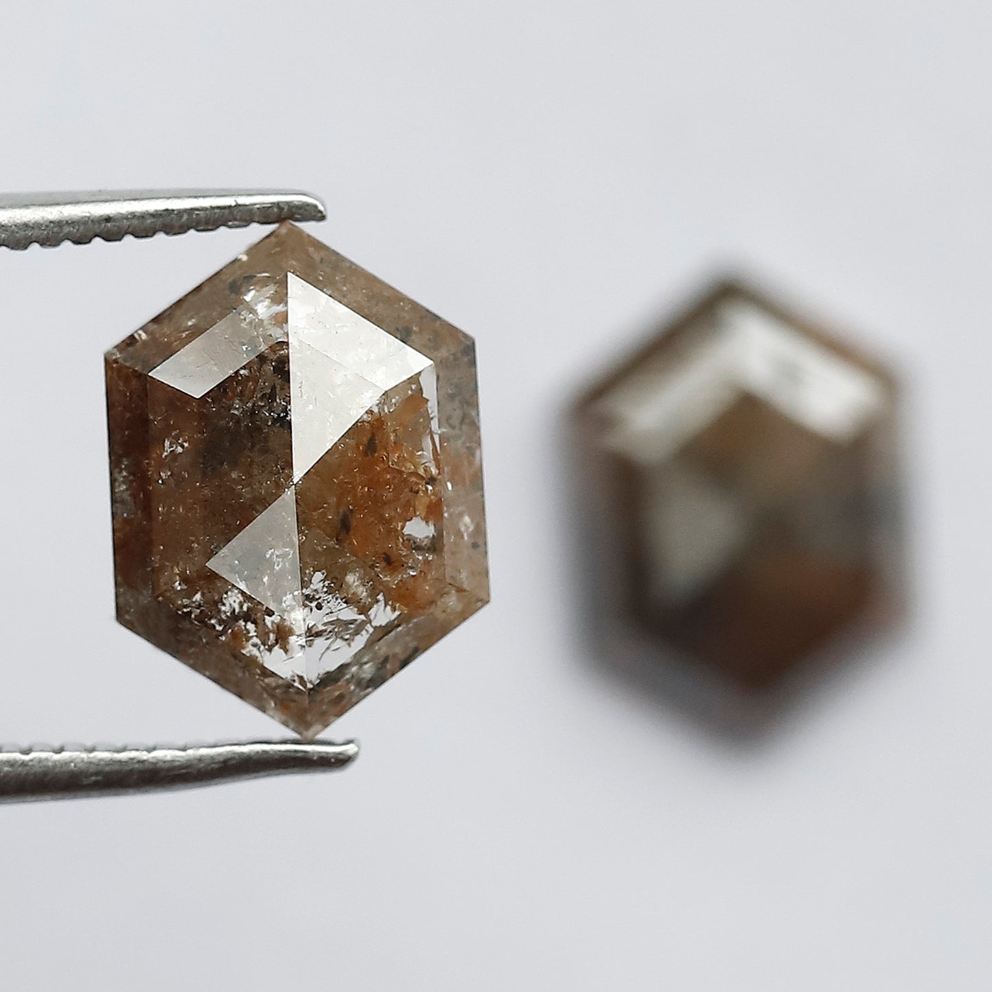 4.07 CT Domed Top Pair Of Perfect Hexagon Shape Natural Reddish Grey Step Cut Loose Earth Mined Conflict Free Diamond