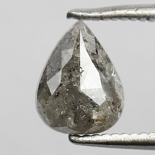 1.24 CT Natural Grey Black Color Pear Shape Loose Conflict Free Salt and Pepper Marvelous Diamond