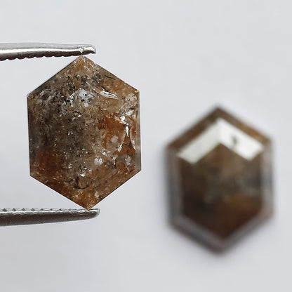 4.07 CT Domed Top Pair Of Perfect Hexagon Shape Natural Reddish Grey Step Cut Loose Earth Mined Conflict Free Diamond