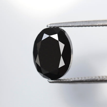 Oval Cut 2.22 Ct Black Diamond, Natural Treated Loose Diamond, 9.40 x 7.60 mm Stone for Custom Ring