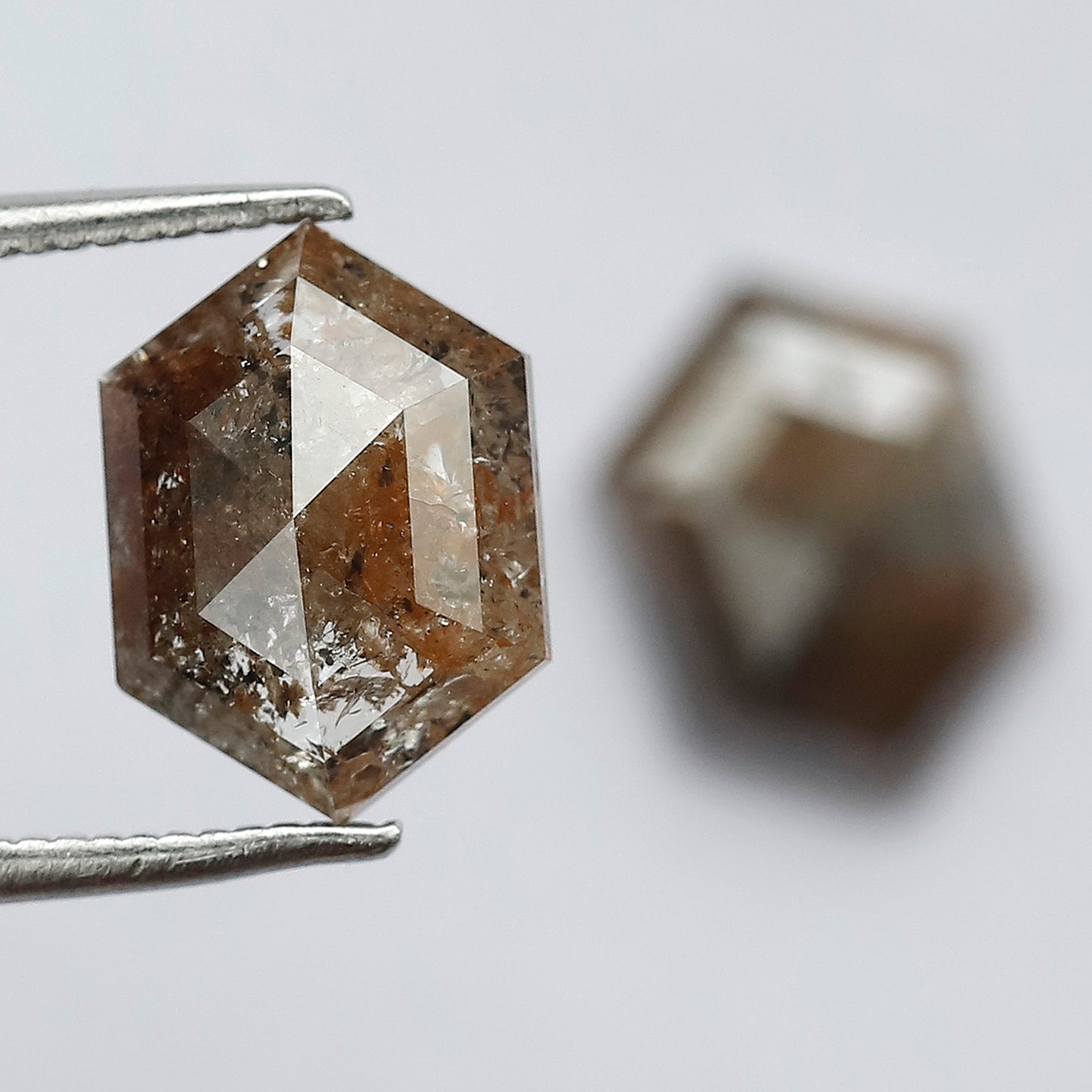 4.07 CT Domed Top Pair Of Perfect Hexagon Shape Natural Reddish Grey Step Cut Loose Earth Mined Conflict Free Diamond