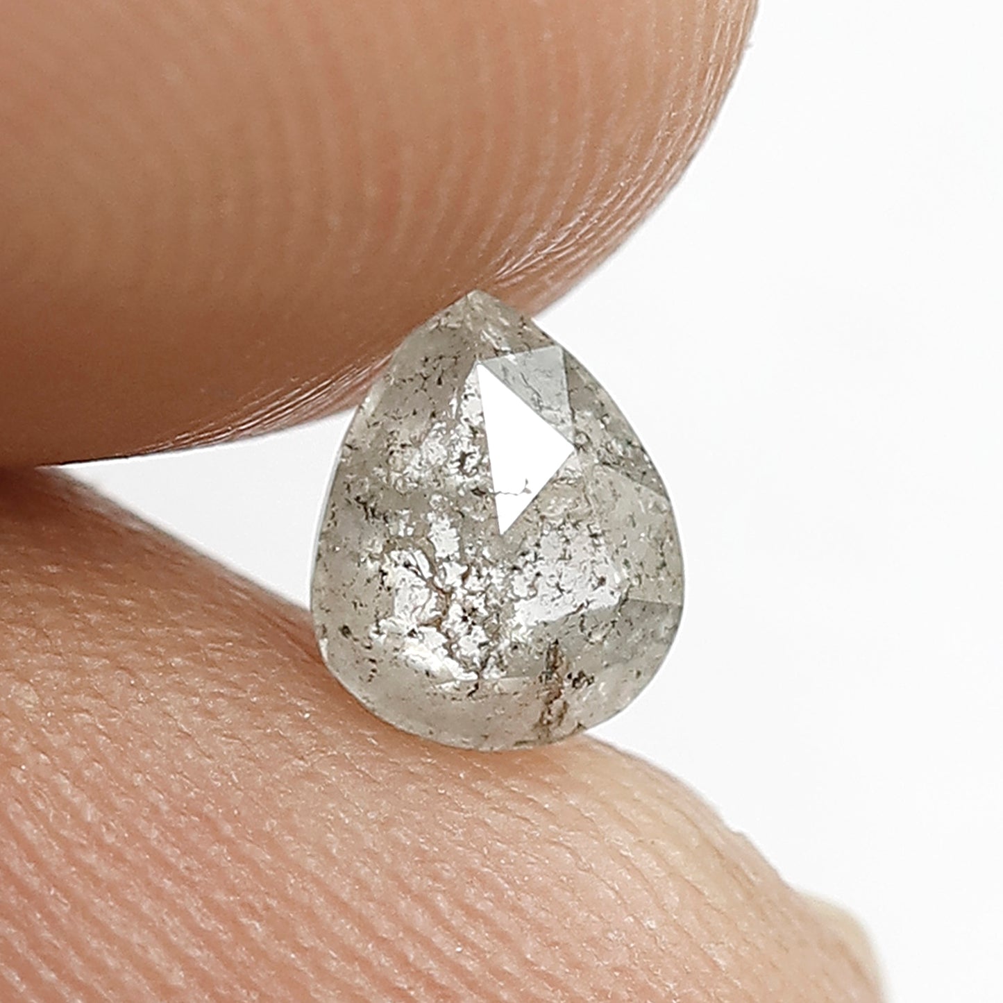 0.55 CT Pear shape Natural loose Grey Color 6 MM salt and pepper Diamond