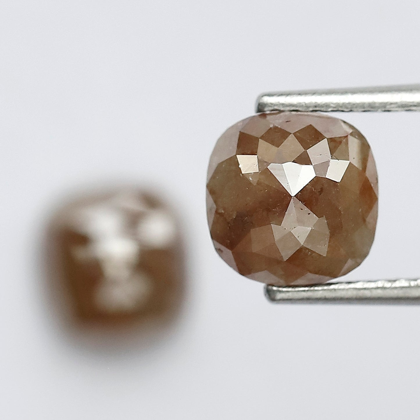 3.05 CT Pair Of Glaring Multi Faceted Flat Back Stunning Cushion Shape Fancy Reddish Brown Loose Earth Mined Salt and Pepper Diamond