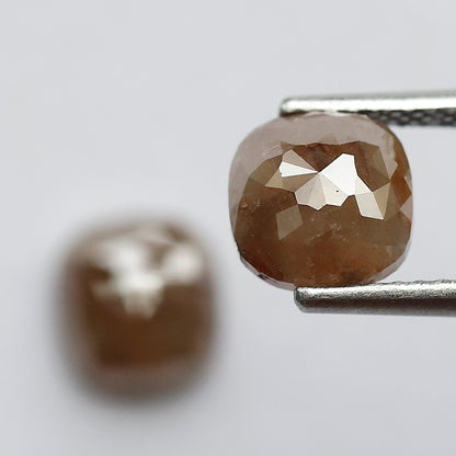 3.05 CT Pair Of Glaring Multi Faceted Flat Back Stunning Cushion Shape Fancy Reddish Brown Loose Earth Mined Salt and Pepper Diamond
